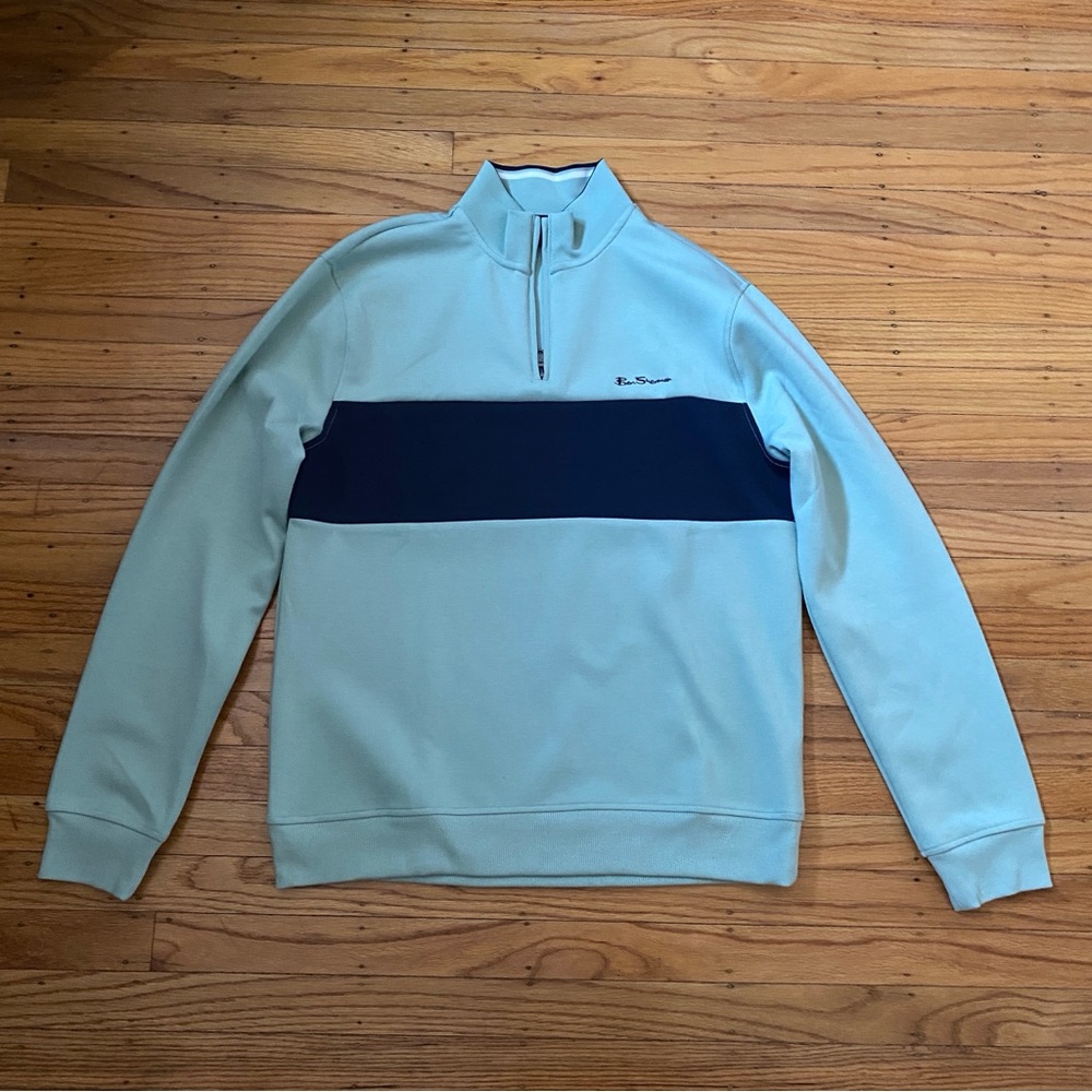 Mens Pullover Sweater Teal/Navy Ben Sherman (Size Medium)